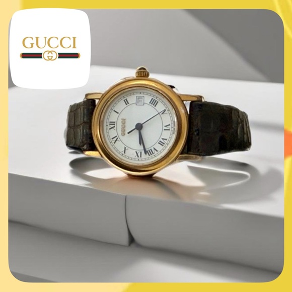 GUCCI 7200L 10 Microns Gold Plated with Date Women’s Watch 26mm - Picture 1 of 10